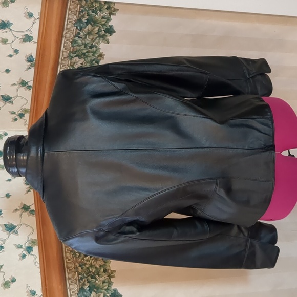 i.e. Vintage Smooth Leather Snap Front Lined Peplum Jacket Black PM - Picture 2 of 16
